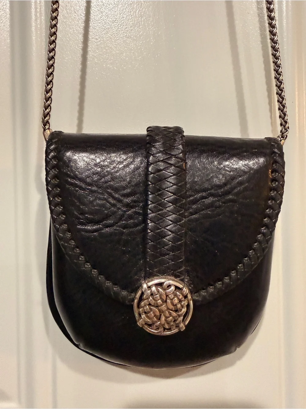 Vintage Brighton mini tiny leather bag with silver chain